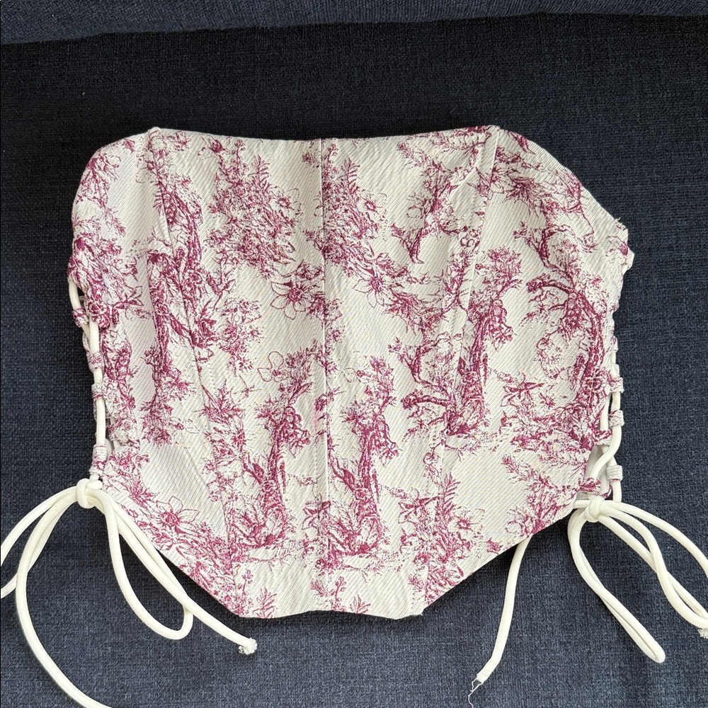 Floral Corset Top with Lace-Up Sides